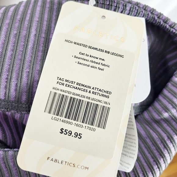 FABLETICS High-Waisted Seamless Rib Legging in iron/ hazy iris NWT - Picture 7 of 7